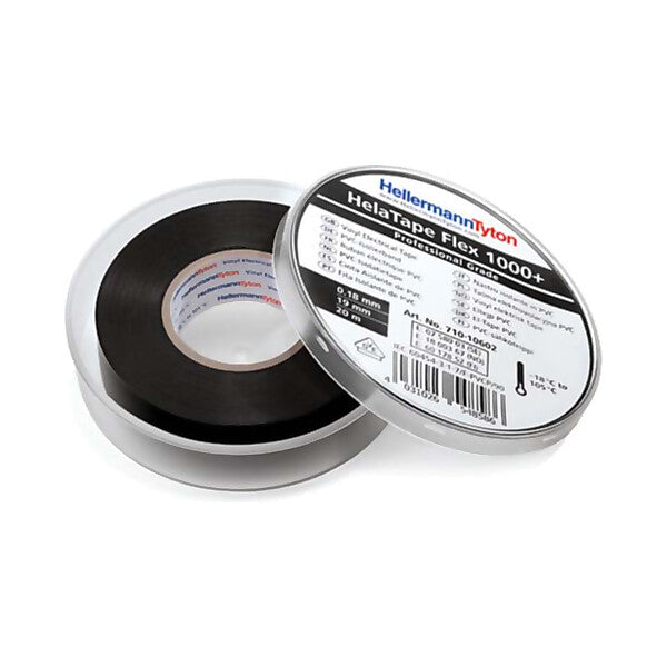 HellermannTyton Premium PVC-Isolierband 19mmx20m, schwarz FLEX1000+19x20 BK